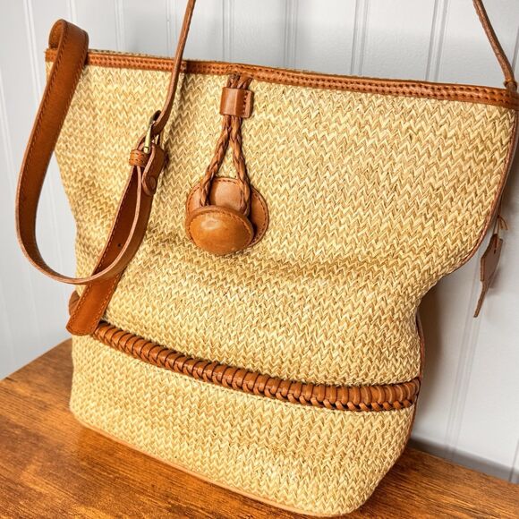 Pantera Women's Tan Woven Genuine Leather Shoulder Crossbody Purse Shoulder Bag - Picture 3 of 12